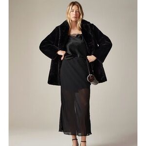 NWT J. Crew New Gwyneth Skirt Midi Chiffon Black